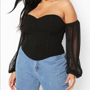🆕 Black Off the Shoulder Corset Bustier Sz. 18